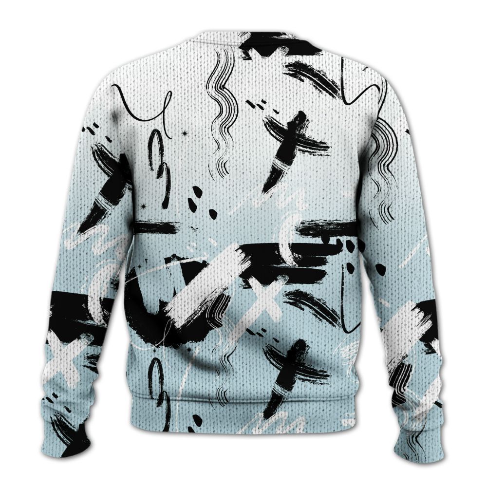 Knitted Sweater To Match Mid Ice Blue 1s - Money Hustle Grind Pray