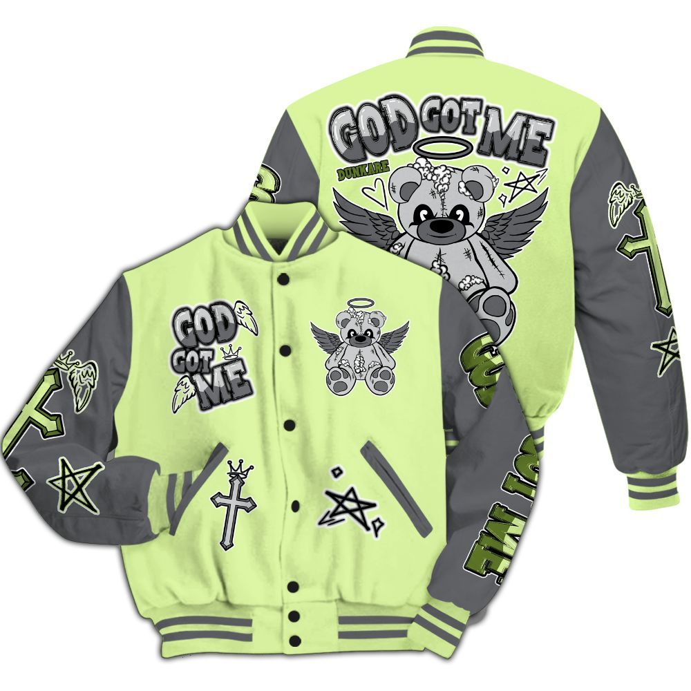 Varsity Jacket To Match Smoke Grey Volt TR 1s - Gods Guides Me Bear All Over Print