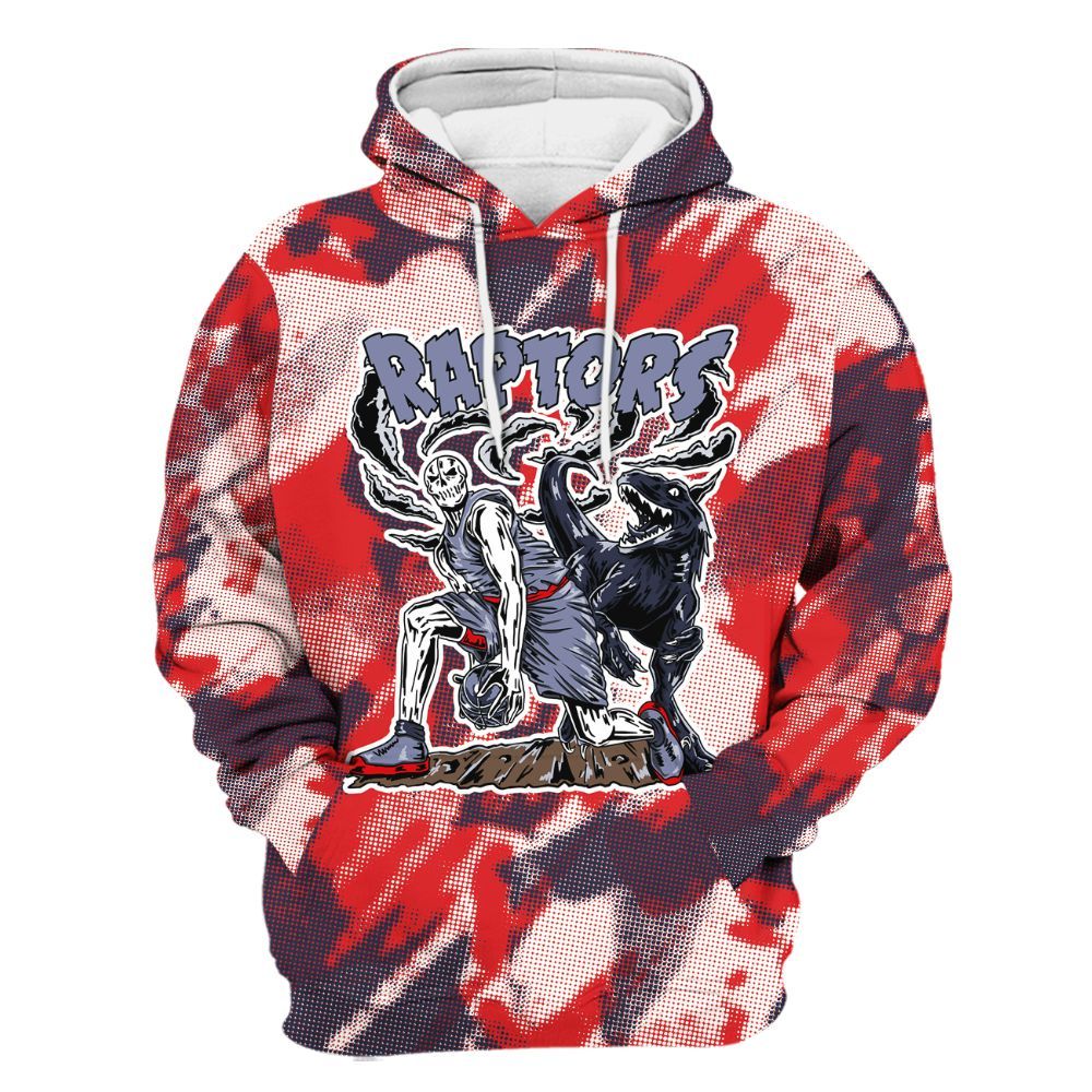 Hoodie To Match Low OG Howard Bison 1s - Raptors Skeleton Abstract Halftone All Over Print