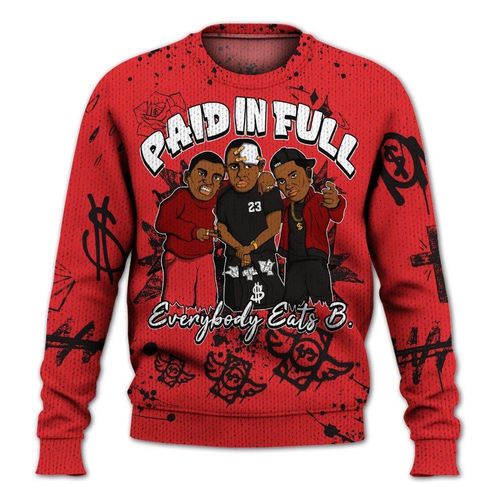 Knitted Sweater To Match Chile Red 9s - Everybody Paid In Full Crayon