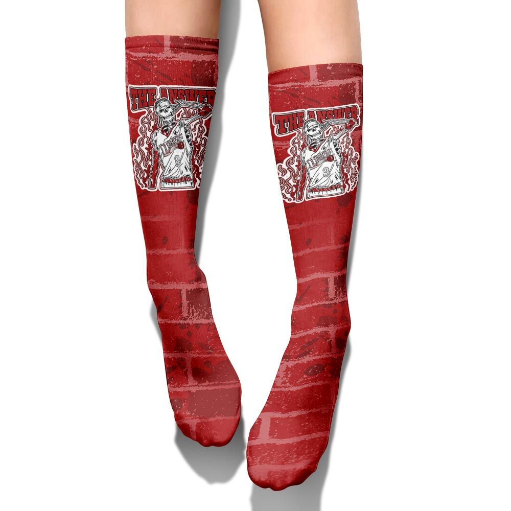 Sock To Match Red Taxi 12s - Allen Answer Skeleton Brick