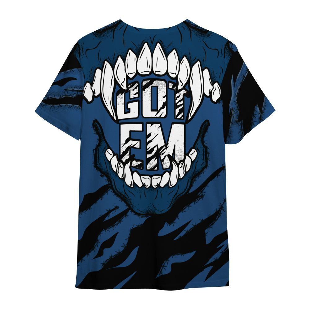 Shirt To Match High OG Midnight Navy 1s - GOT 'EM Skeleton Scratch All Over Print