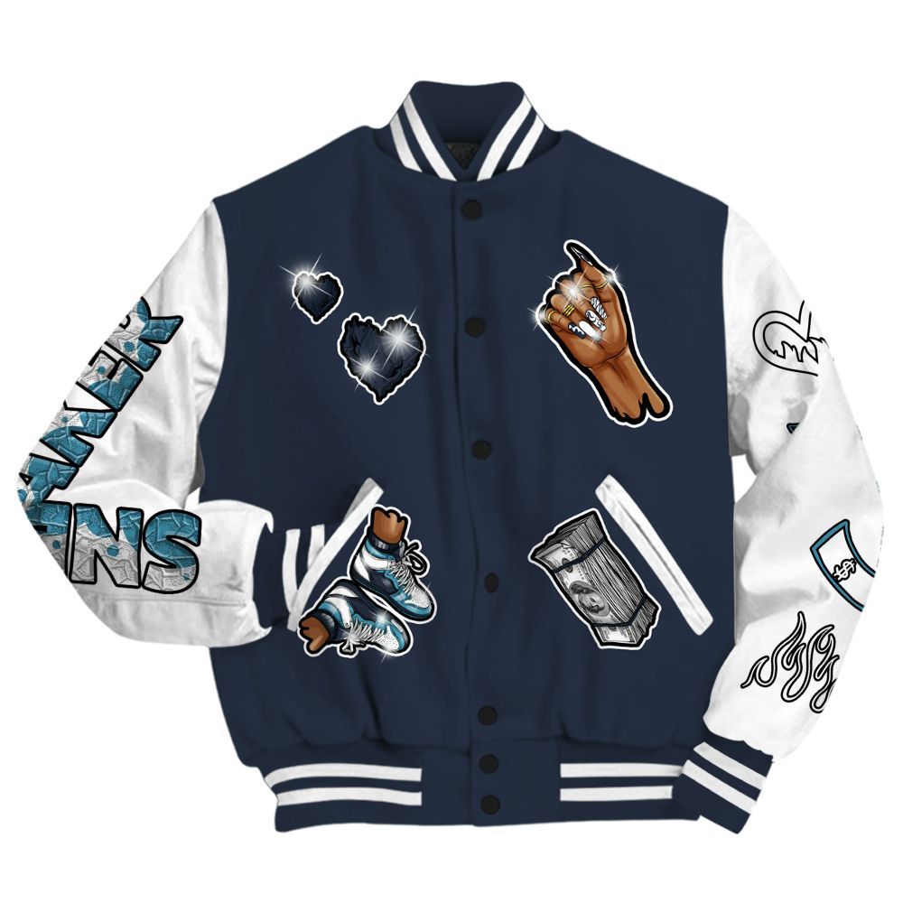 Varsity Jacket To Match Retro Obsidian 13s - Sneakerz Girlz All Over Print