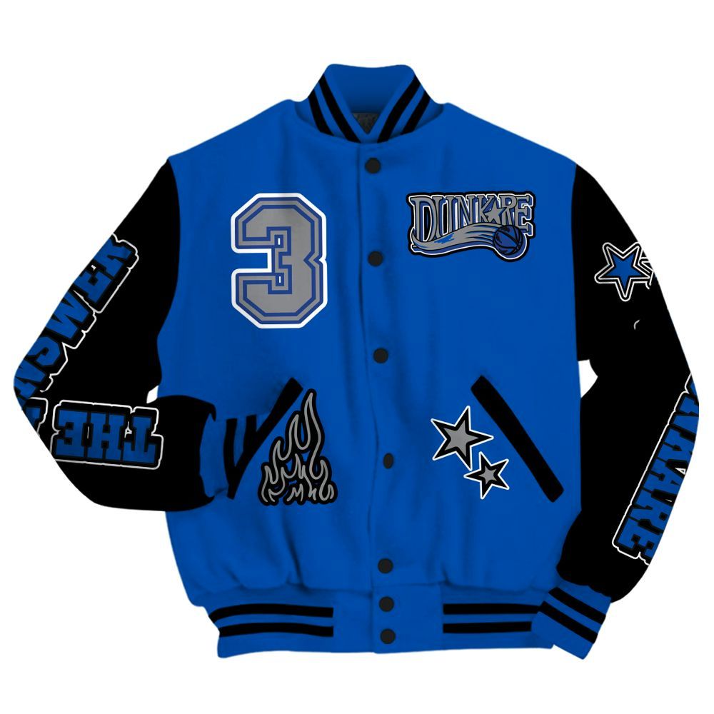 Varsity Jacket To Match Racer Blue 5s - Allen Answer Skeleton All Over Print