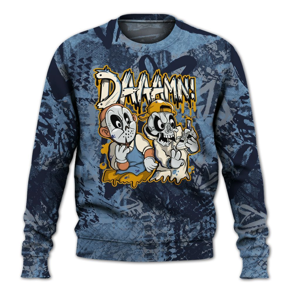 Sweatshirt To Match High OG First In Flight 1s - Damn Shoe Graphic Heart Grunge All Over Print