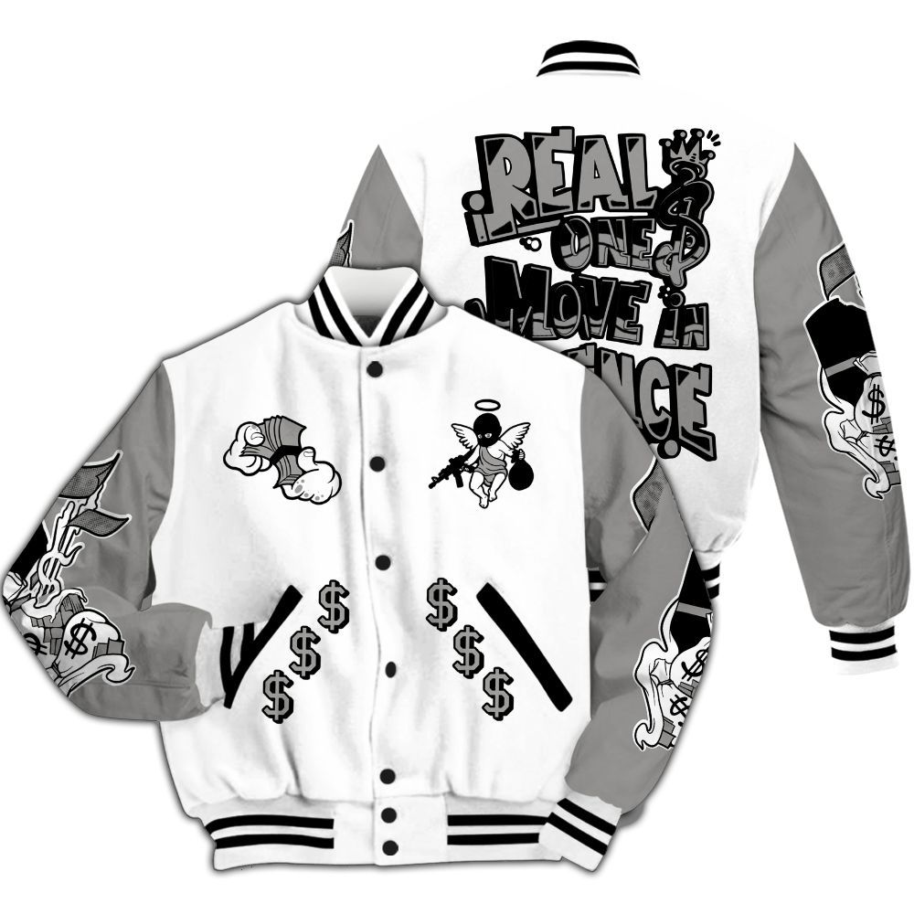 Varsity Jacket To Match OG Steel Grey 10s - Ones Move In Silence All Over Print