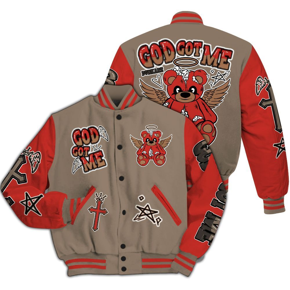 Varsity Jacket To Match Air Max Rocky Distressed - Gods Guides Me Bear All Over Print