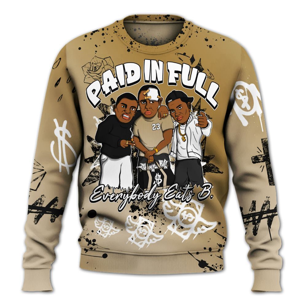 Sweatshirt To Match Max 96 Low Black White Gold - Everybody Paid In Full Crayon All Over Print