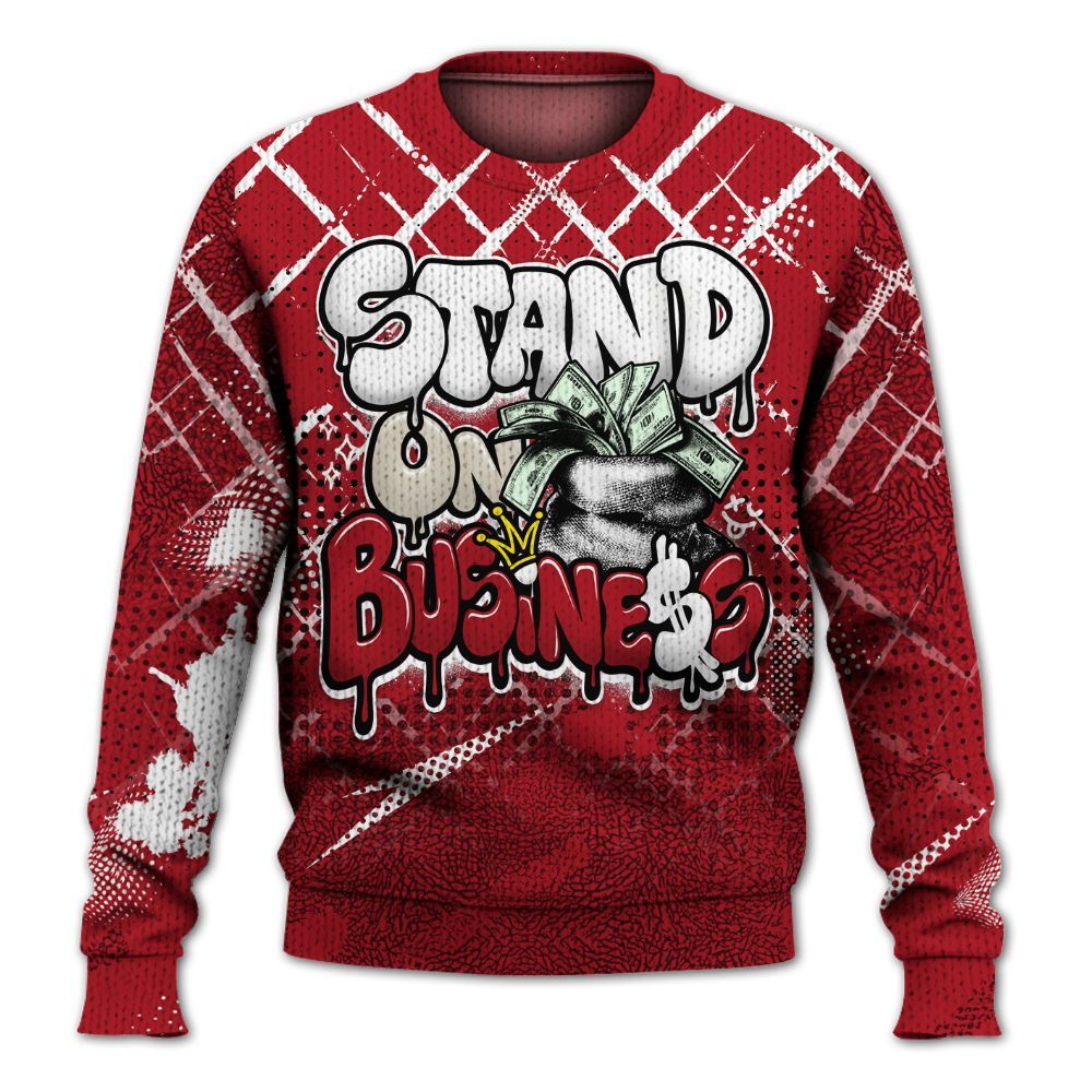 Sweater To Match Mid Red Cracked Leather 1s - Halftone Stand Business Drip Graphic