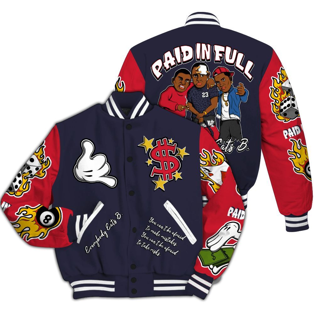 Varsity Jacket To Match Sports Renaissance 3s - Everybody Paid In Full Graphic All Over Print