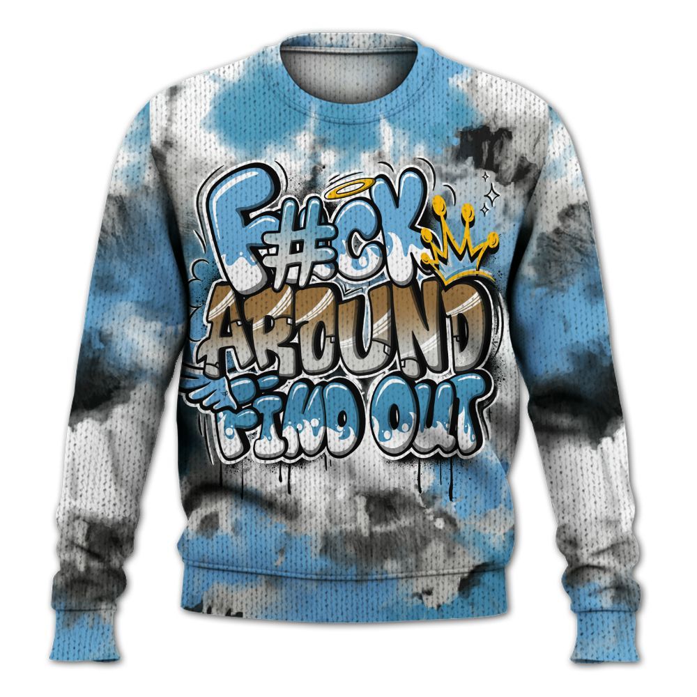 Knitted Sweater To Match SB Dunk Low University Blue - Tie Dye FK Around Find Out
