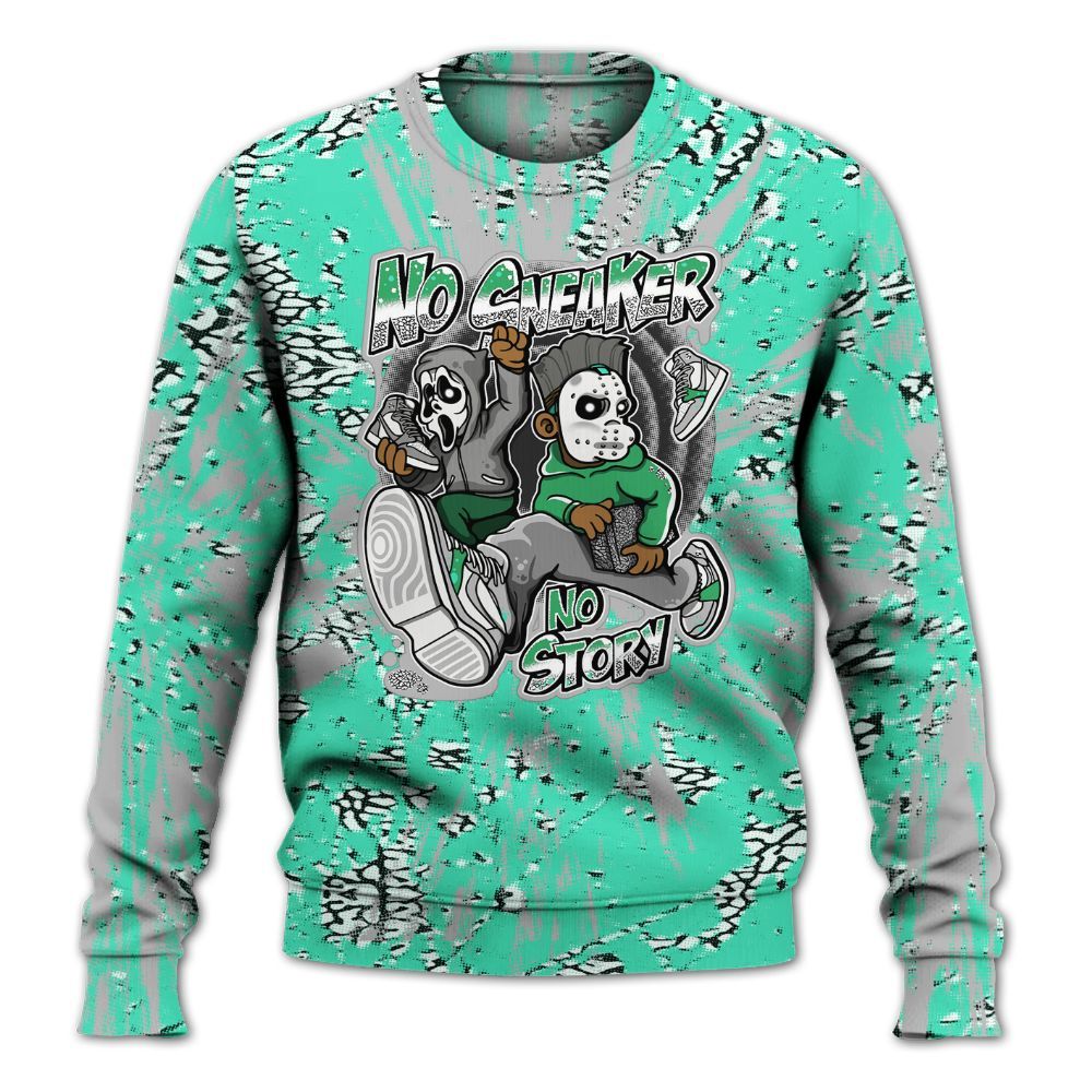 Sweatshirt To Match Black Green Glow 3s - Sneakers Make Story Graphic Luxury All Over Print