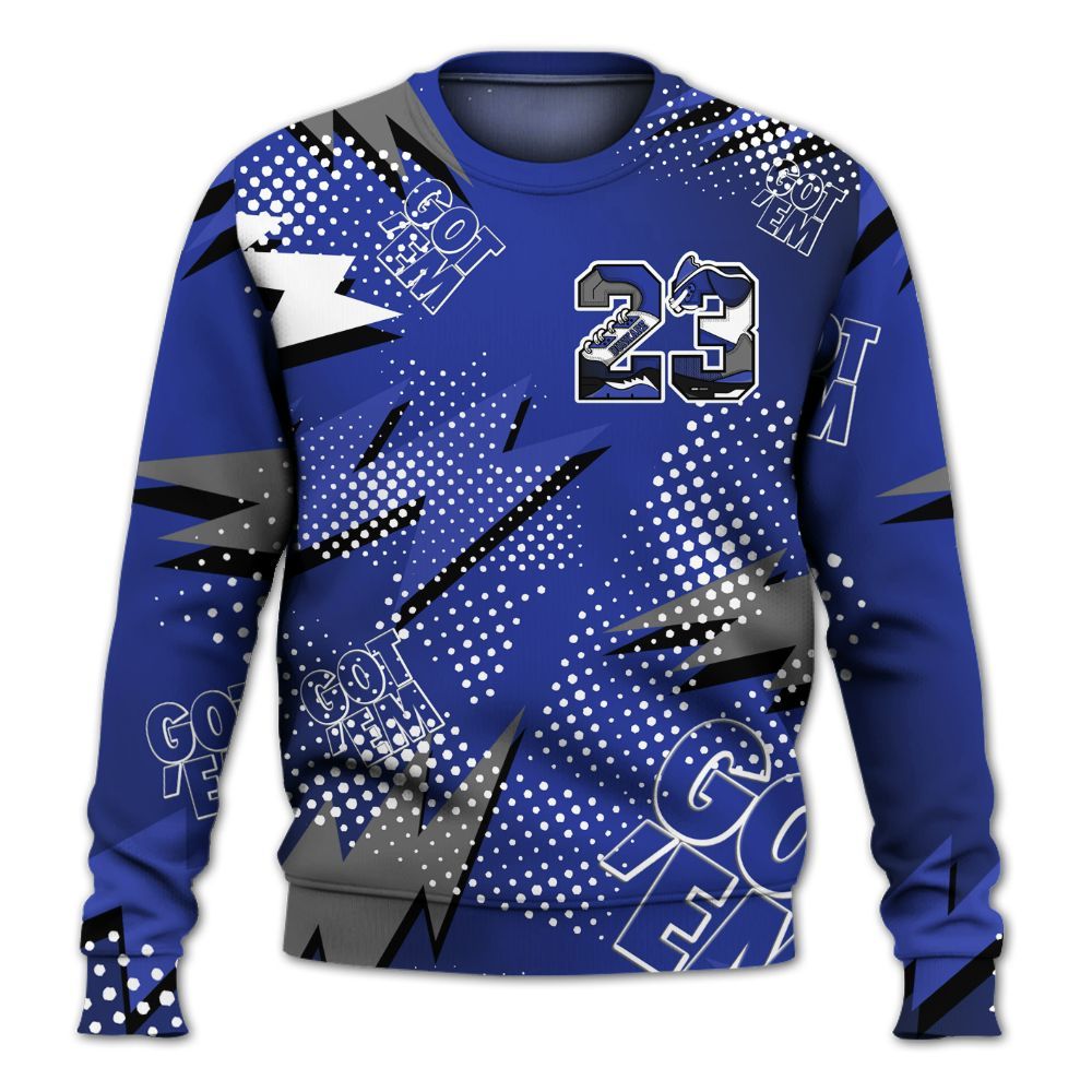 Sweatshirt To Match Air Max Plus Black Racer Blue - Custom Name Number 23 5s All Over Print