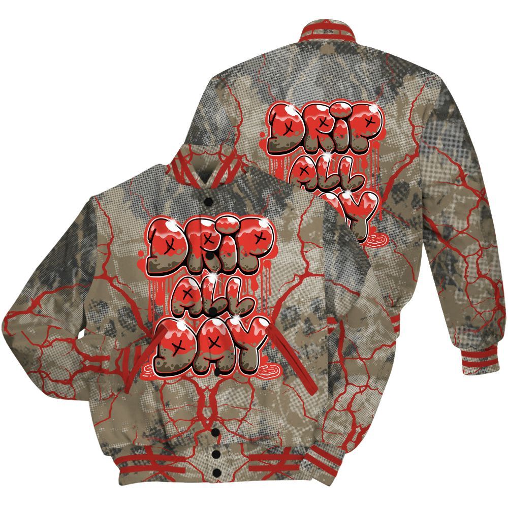 Varsity Jacket To Match Olive 9s Shirt - DRIPPIN Days Graphic Halloween All Over Print