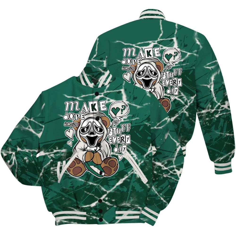 Varsity Jacket To Match Oxidized Green 4s Shirt - Make Dopes Bear Profound All Over Print