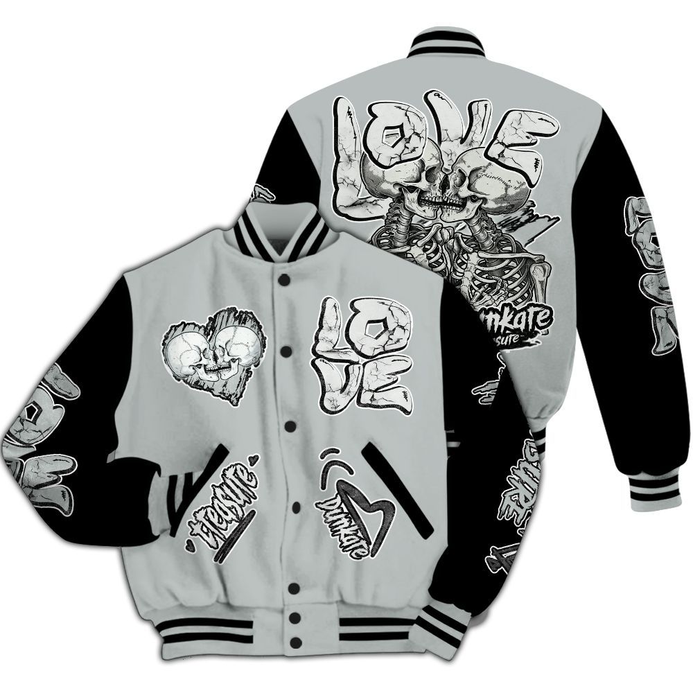 Varsity Jacket To Match Black Wolf Grey 12s - Skull Bear All Over Print