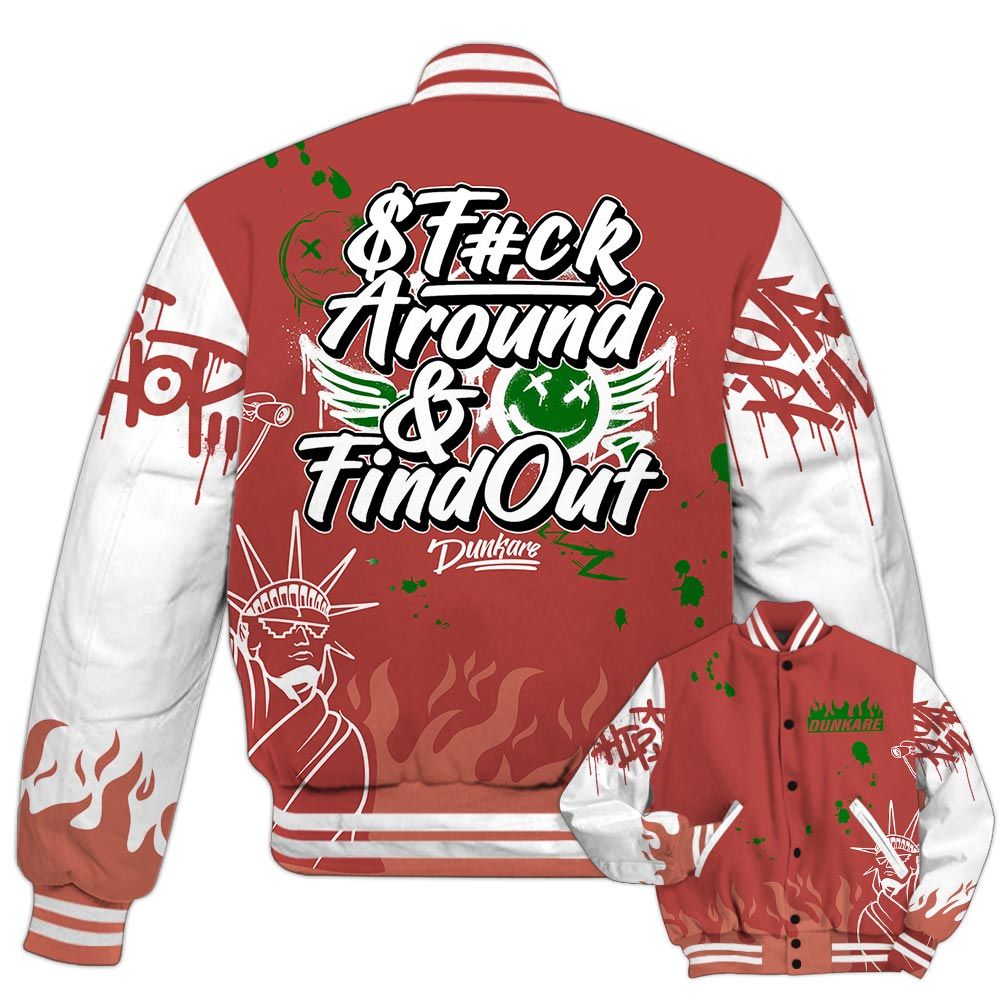 Varsity Jacket To Match Dune Red 13s - Graphic Fck Around Find Out Varsity Jacket Outfit