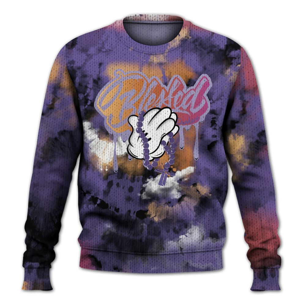 Knitted Sweater To Match Book Sunset 1s - God Blessed Tie Dye