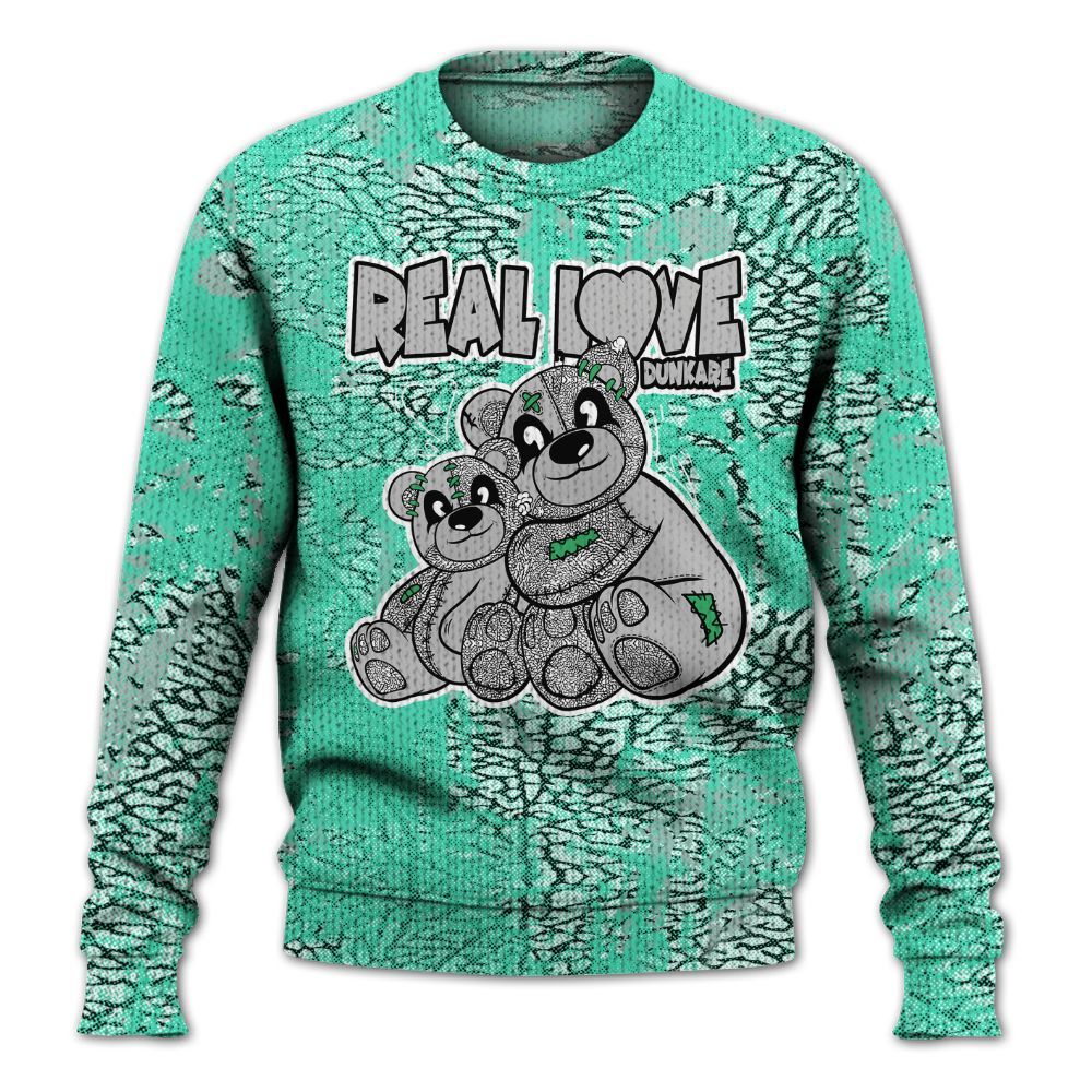 Knitted Sweater To Match Black Green Glow 3s - Sincere Fondness Bear