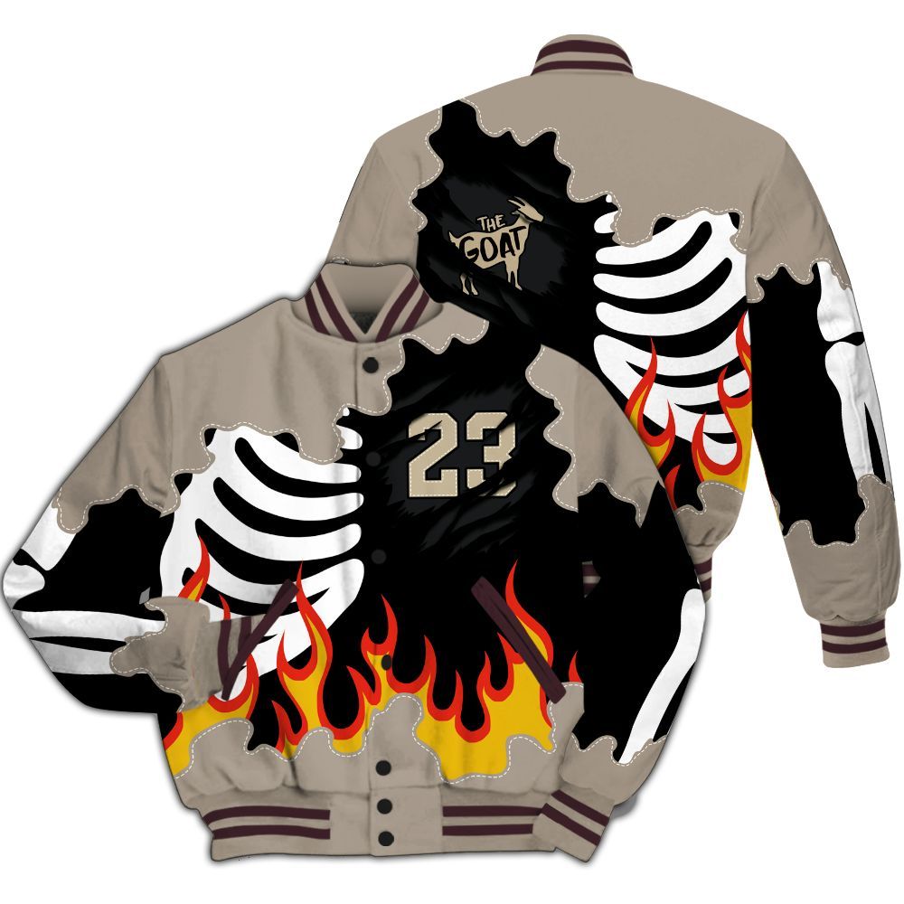 Varsity Jacket To Match AMM Retro Phantom 4s - Burning Skeleton 23 G.O.A.T All Over Print