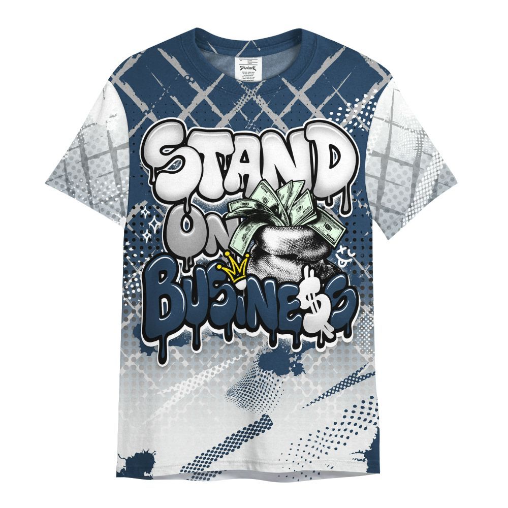 Shirt To Match Retro French Blue 2025 12s - Halftone Stand Business Dripping All Over Print