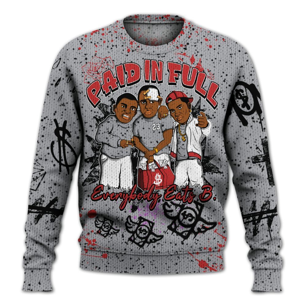 Sweater To Match White Cement 4s - Everybody Paid In Full Crayon Graphic