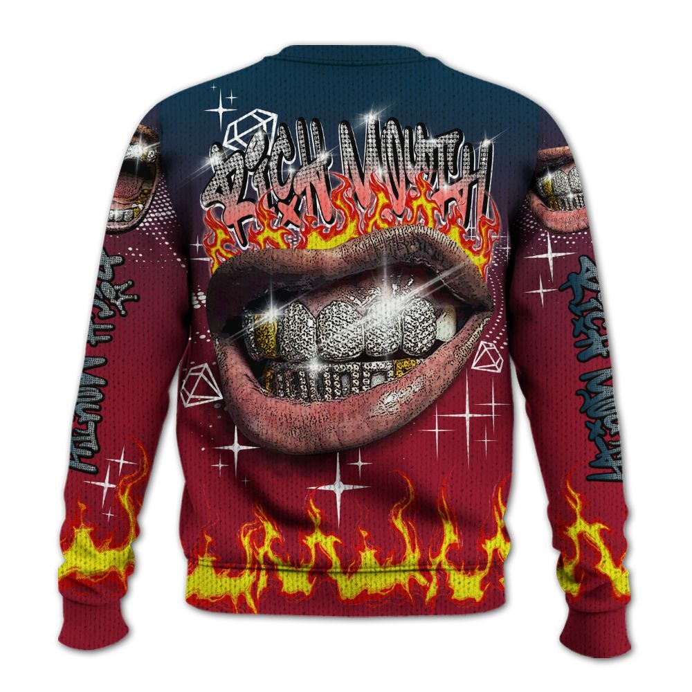 Knitted Sweater To Match Mid Multi Color 2022 1s - Rich Mouth Fire Rap Retro 90s