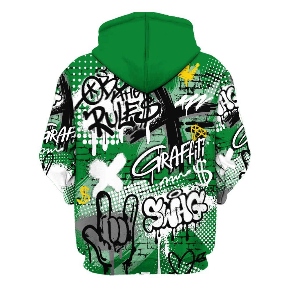 Hoodie To Match Lucky Green 1s - True It Real Graffiti Streetwear All Over Print