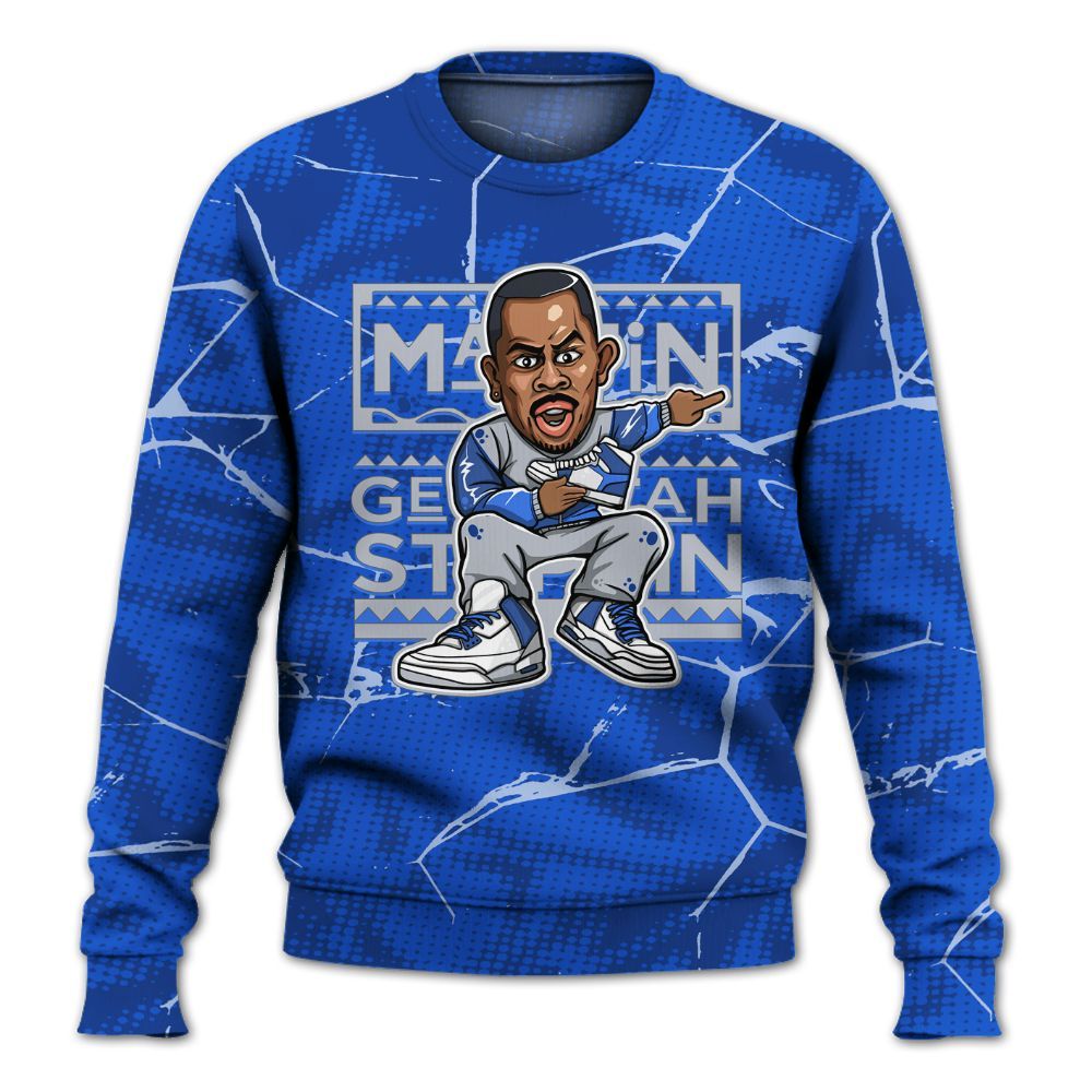 Sweatshirt To Match Air Foamposite One Royal - Get Tag Sneakers Steppin' Graphic Crack All Over Print