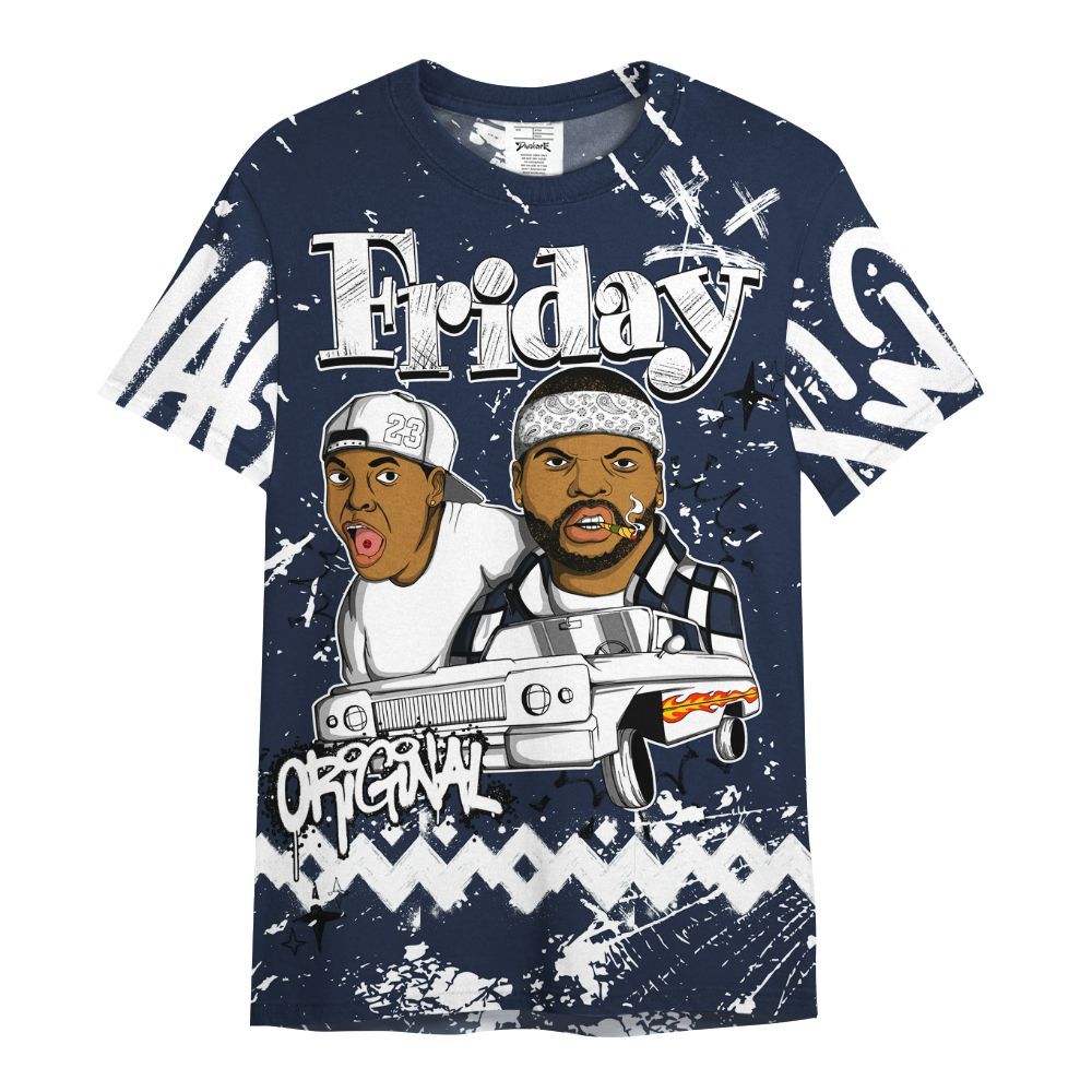 Shirt To Match Dunk Low White Midnight Navy - Friday Sneaker Crayon All Over Print