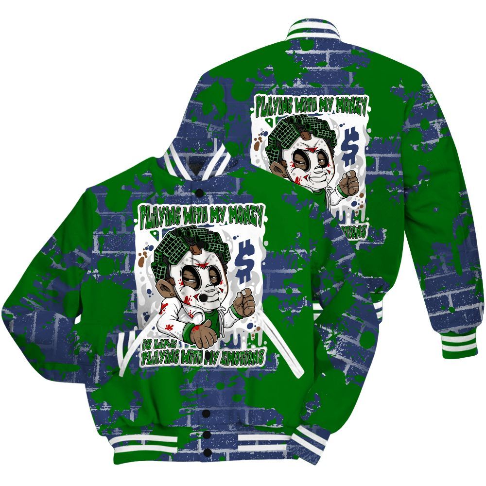 Varsity Jacket To Match Midnight Navy 13s Shirt - Playing With My Money Graphic Halloween All Over Print