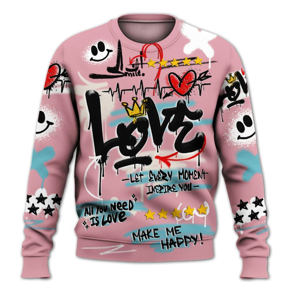 Sweatshirt To Match Doernbecher 6s - Happy Love Beats Graffiti Streetwear All Over Print