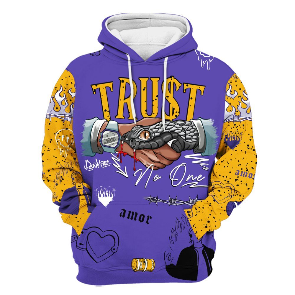 Hoodie To Match Imperial Purple 4s - Snake Trust No One All Over Print
