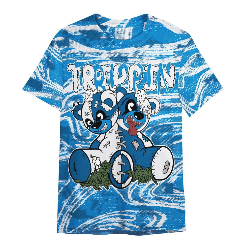 Shirt To Match Industrial Blue 4s - Trippin Bear Blurry Graphic Shirt Unisex