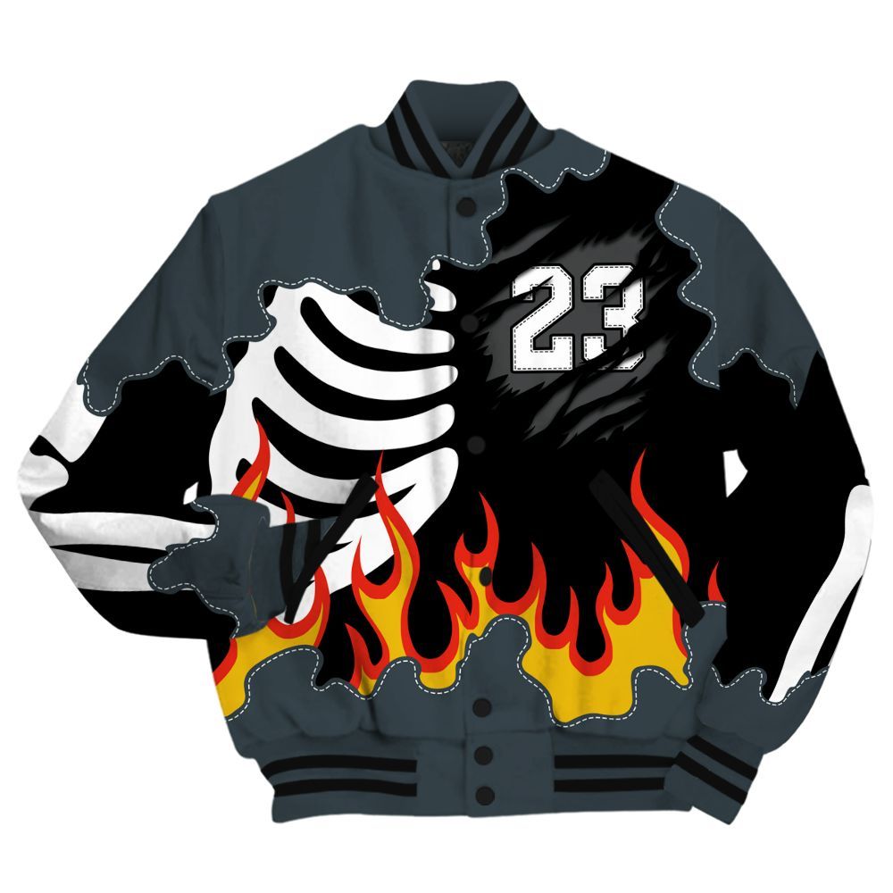 Varsity Jacket To Match Air Max Sunder Gore Tex Black - Burning Skeleton 23 G.O.A.T All Over Print