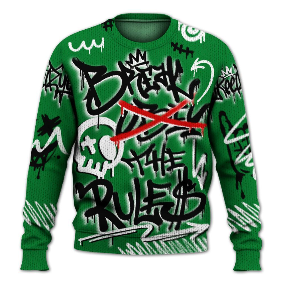 Knitted Sweater To Match Lucky Green 1s - Break Rules Streetwear