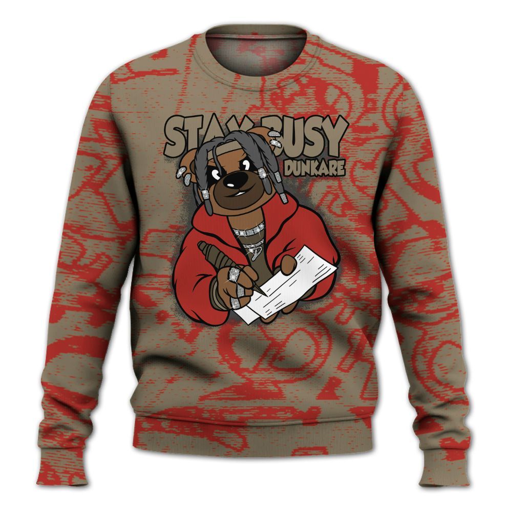 Sweatshirt To Match Olive 9s - Maintain Activity Bear Avant-Garde All Over Print