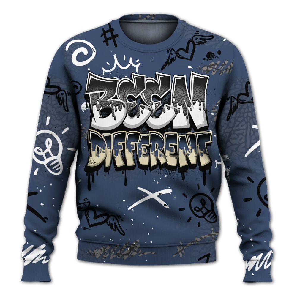Sweatshirt To Match Diffused Blue 3s - Drip Been Di2ferent All Over Print