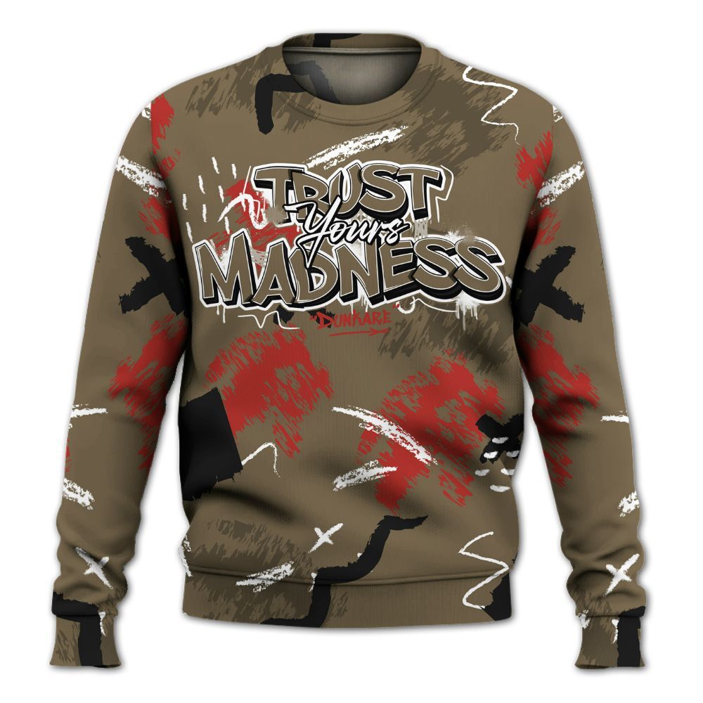 Sweatshirt To Match Olive 9s - Trust Your Madness Retro All Over Print