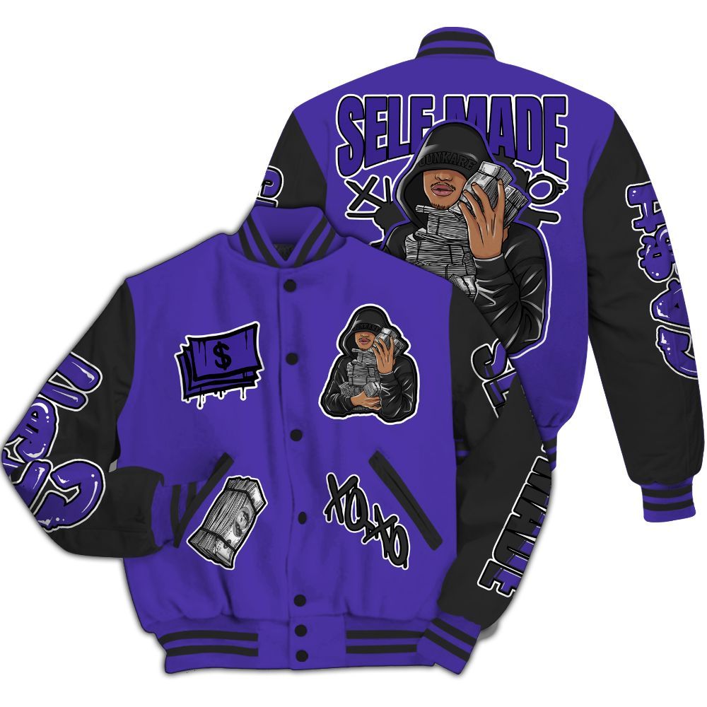 Varsity Jacket To Match Field Purple 12s - Selfmade Unique All Over Print