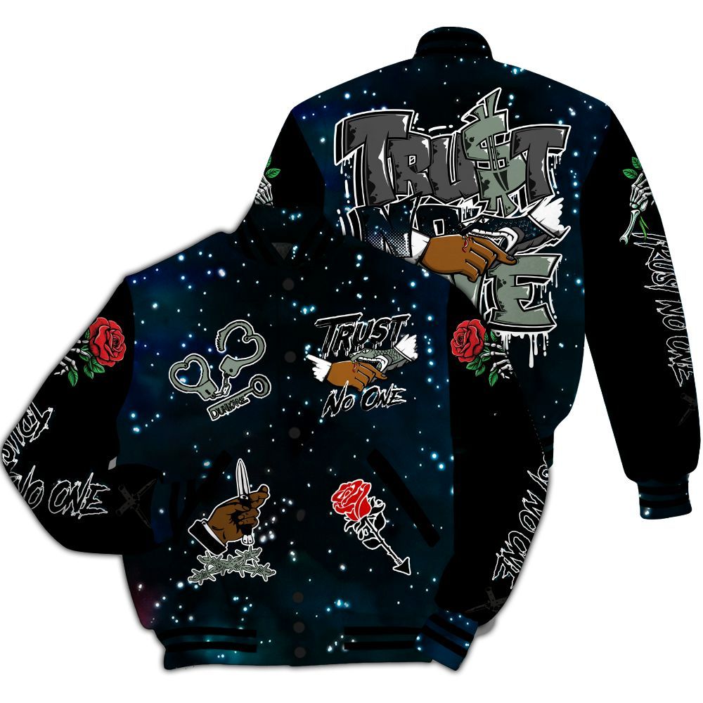 Varsity Jacket To Match Air Foamposite One Galaxy - Trust No One Dripping All Over Print