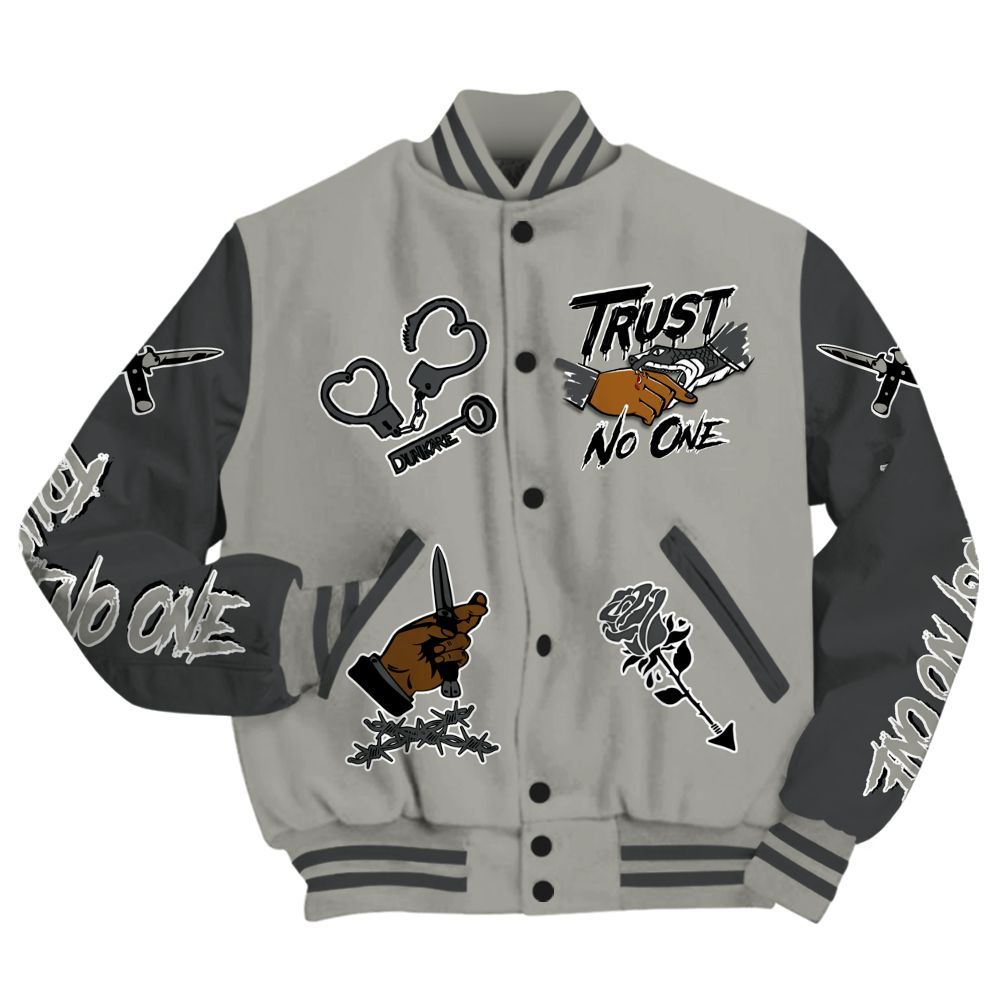 Varsity Jacket To Match High Satin Shadow 1s - Trust No One Dripping All Over Print