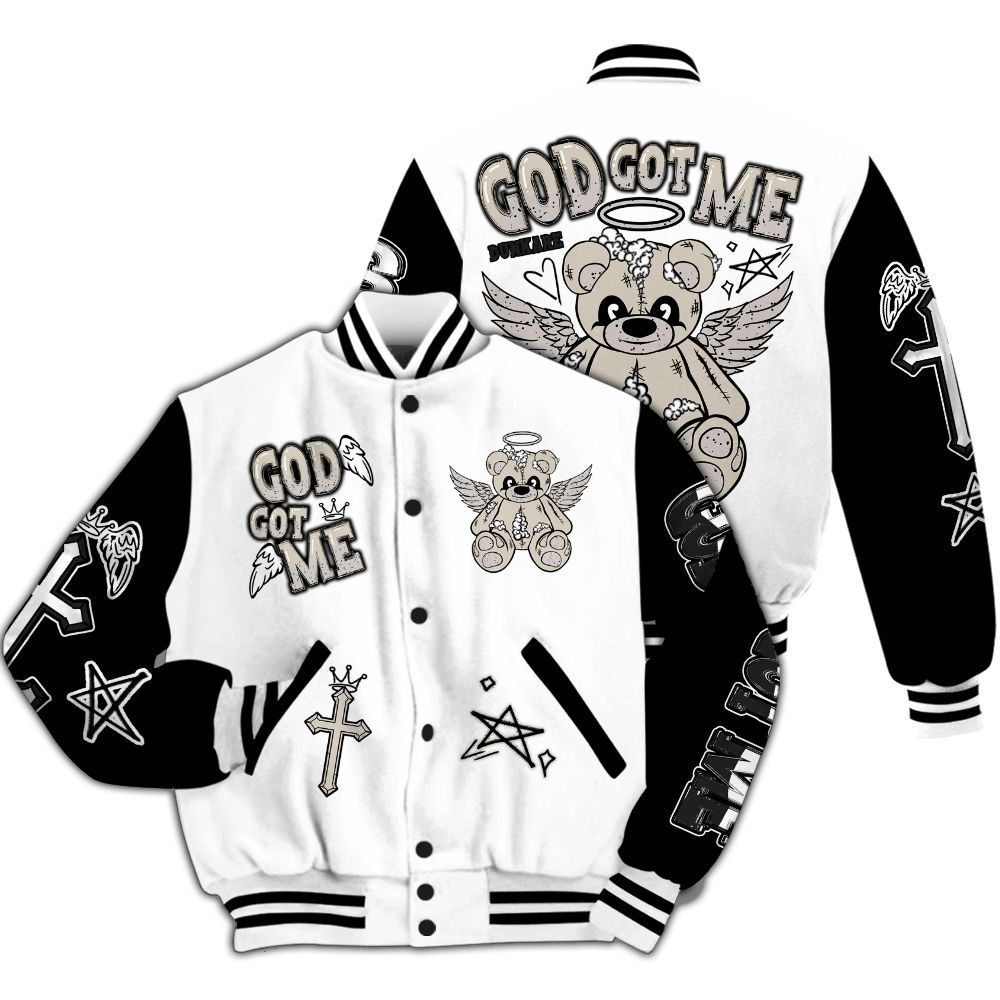Varsity Jacket To Match Retro Reverse Metallic 5s - Gods Guides Me Bear All Over Print
