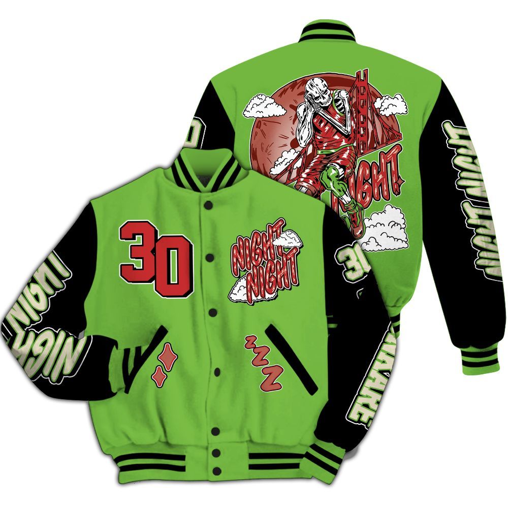 Varsity Jacket To Match Air Max Waffle SP Action Green - Seeya Skeleton All Over Print