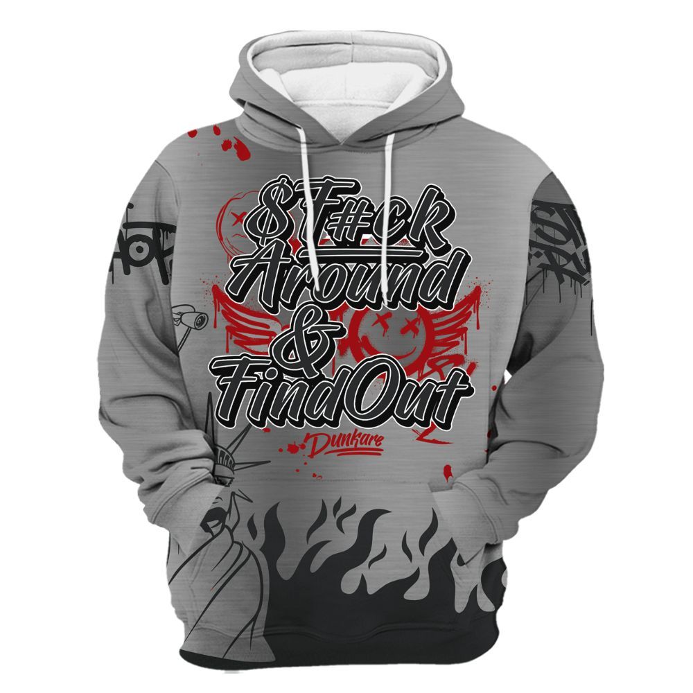 Hoodie To Match Metallic Silver 14s - Graphic Fck Around Find Out All Over Print