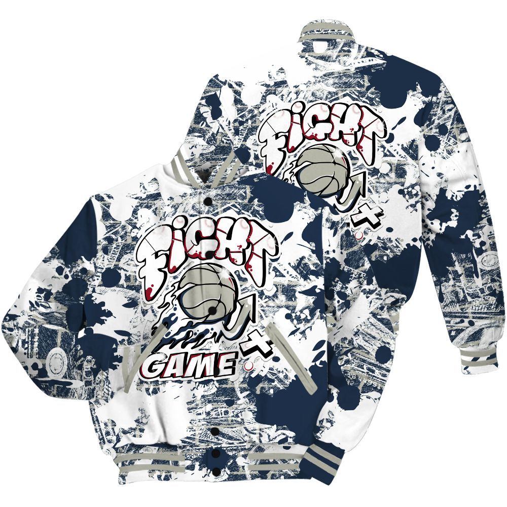 Varsity Jacket To Match Navy Blue 2024 6s Shirt - Fighter Games Graphic Street Art All Over Print