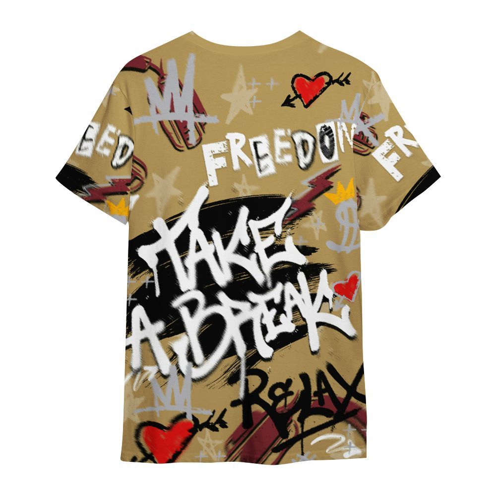 Shirt To Match Kobe 4 Gold Medal - Take Break Freedom Graffiti Streetwear All Over Print