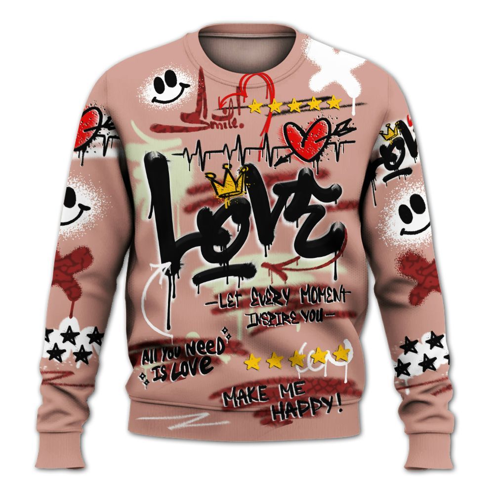 Sweatshirt To Match Valentines Day 3s - Happy Love Beats Graffiti Streetwear All Over Print