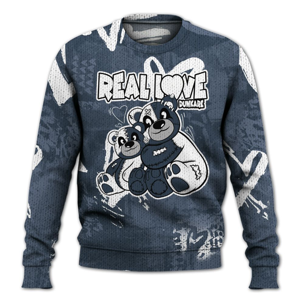 Knitted Sweater To Match Low Diffused Blue 11s - Sincere Fondness Bear