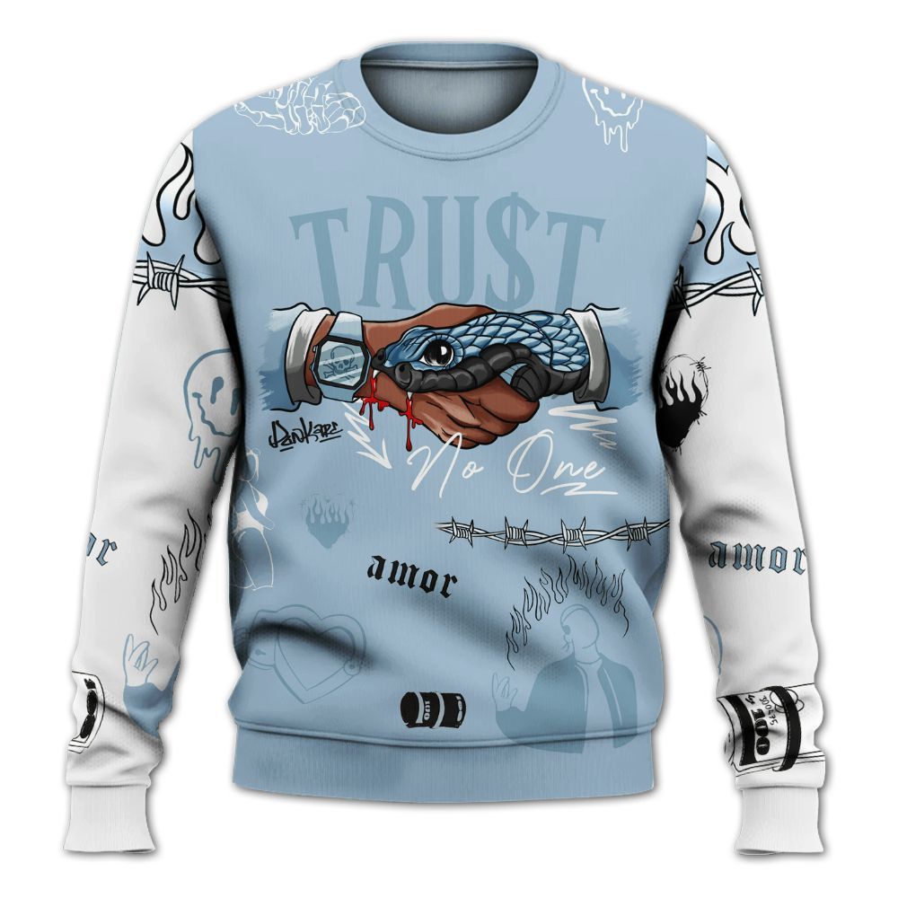 Sweatshirt To Match Mid Ice Blue 1s - Snake Trust No One All Over Print